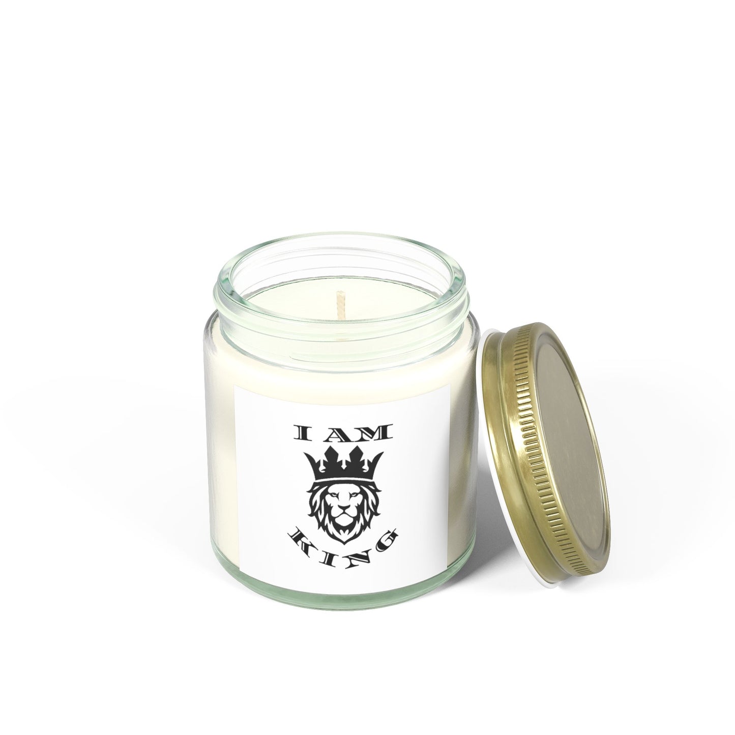 I AM KING Scented Candle - Coconut Apricot Wax (4oz, 9oz) - Inspirational Home Decor, I Am King, I Am Queen, leadership, ruling, family, uplifting, kindness, King, Queen, Love, Lion.