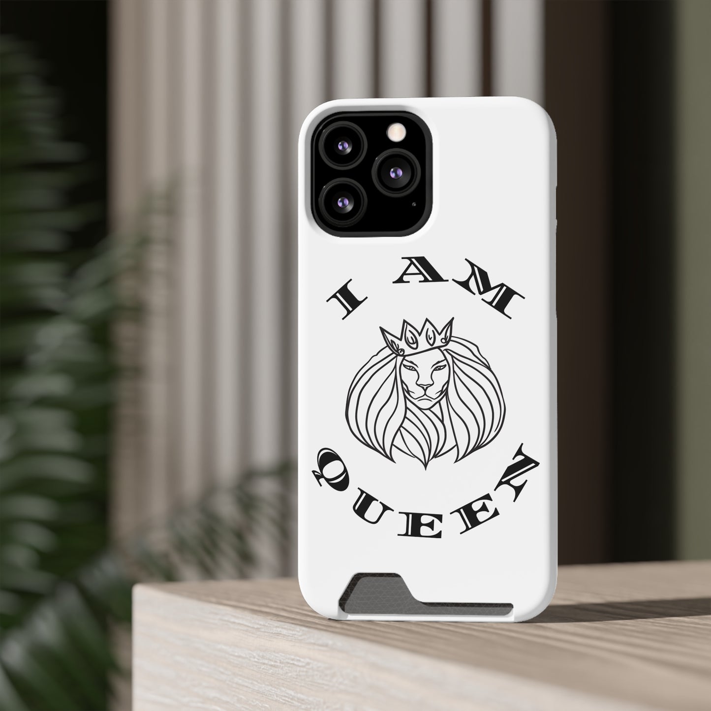 Queen Lion Phone Case with Card Holder - Stylish & Functional