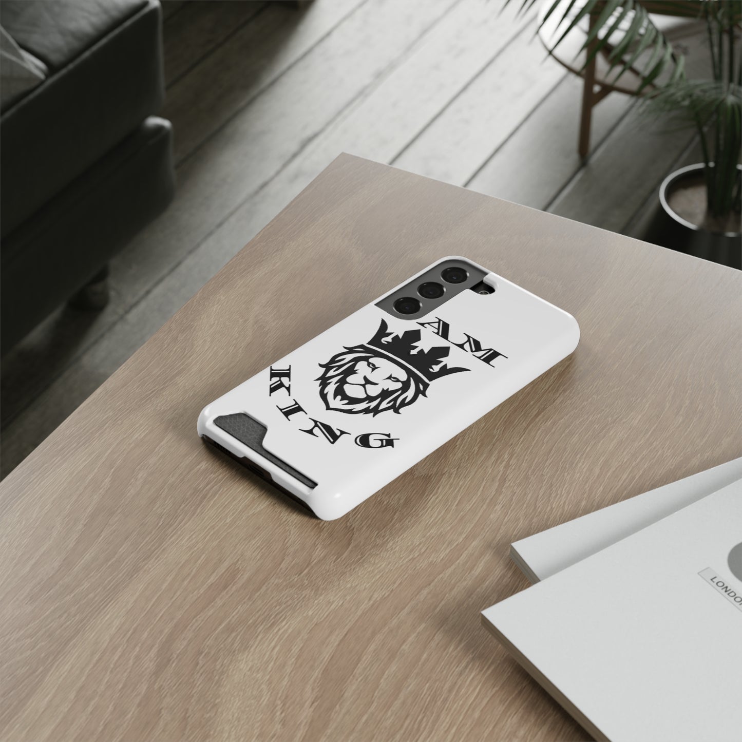King Crown Phone Case with Card Holder - Stylish Protection for Royalty