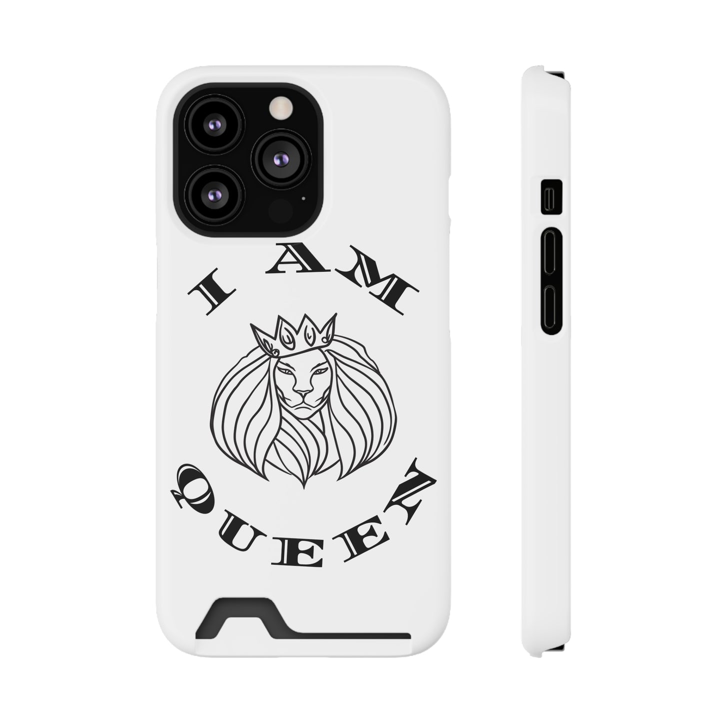 Queen Lion Phone Case with Card Holder - Stylish & Functional
