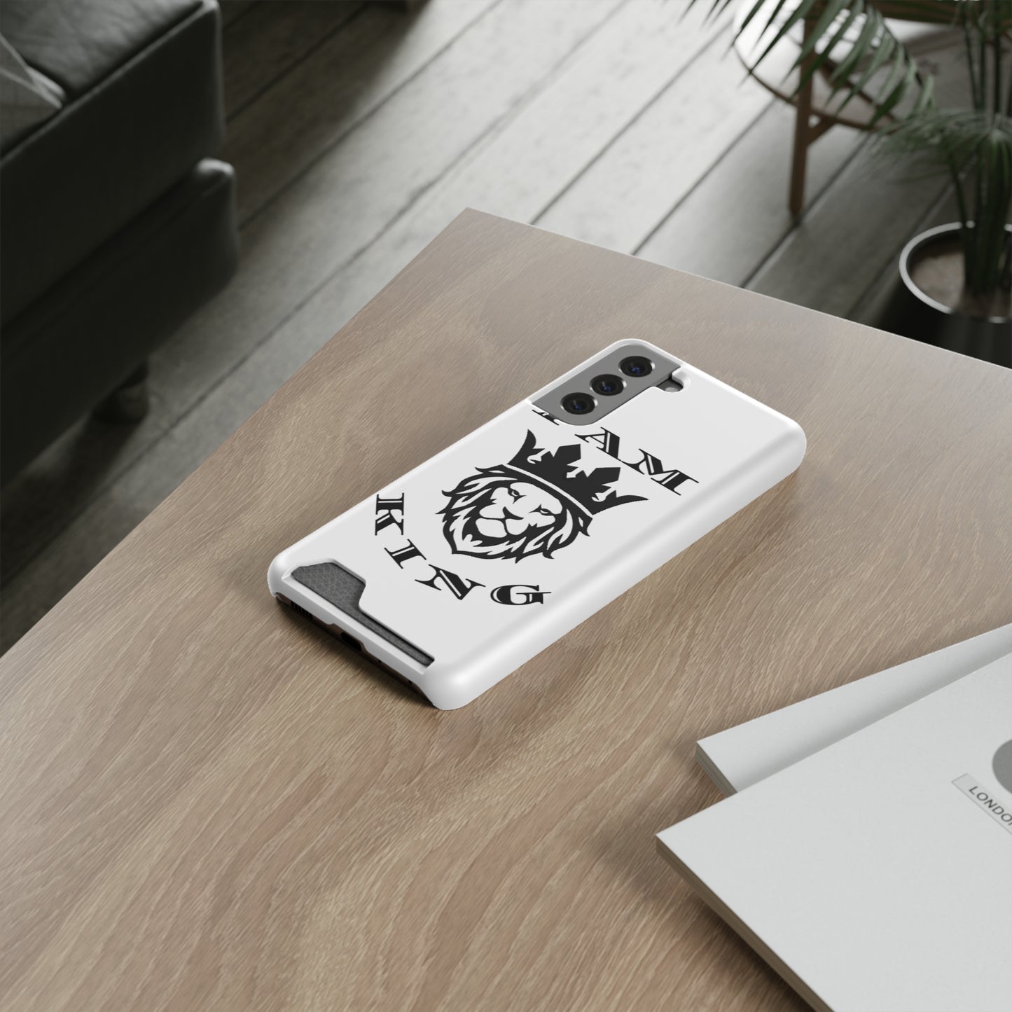 King Crown Phone Case with Card Holder - Stylish Protection for Royalty