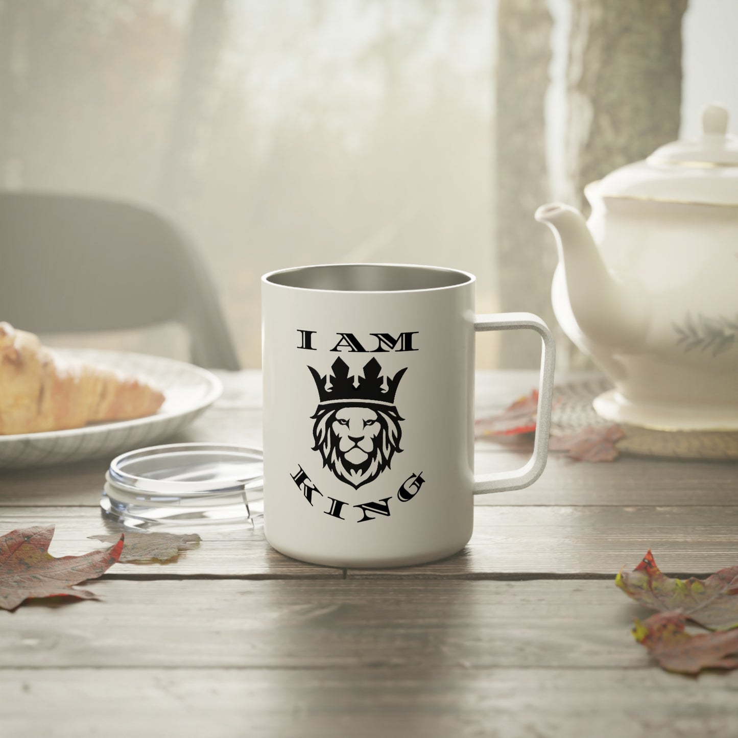 Empowering Insulated Coffee Mug - 10oz Be Your Own King, I Am King, I Am Queen, leadership, ruling, family, uplifting, kindness, King, Queen, Love, Lion