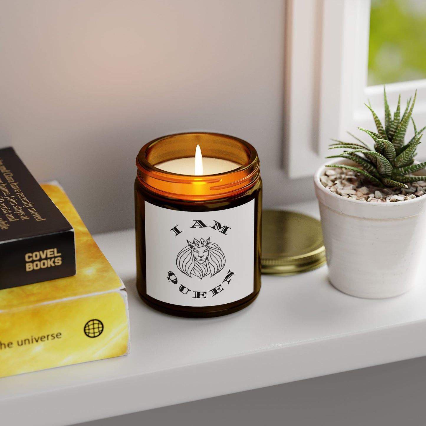 I AM QUEEN Scented Candle - Coconut Apricot Wax (4oz, 9oz) I Am King, I Am Queen, leadership, ruling, family, uplifting, kindness, King, Queen, Love, Lion.