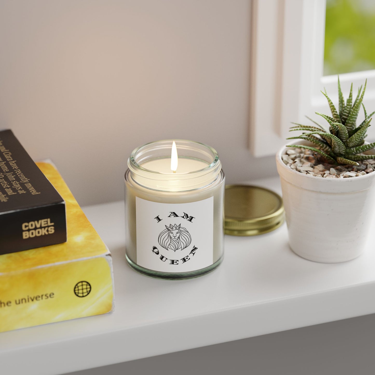 I AM QUEEN Scented Candle - Coconut Apricot Wax (4oz, 9oz) I Am King, I Am Queen, leadership, ruling, family, uplifting, kindness, King, Queen, Love, Lion.