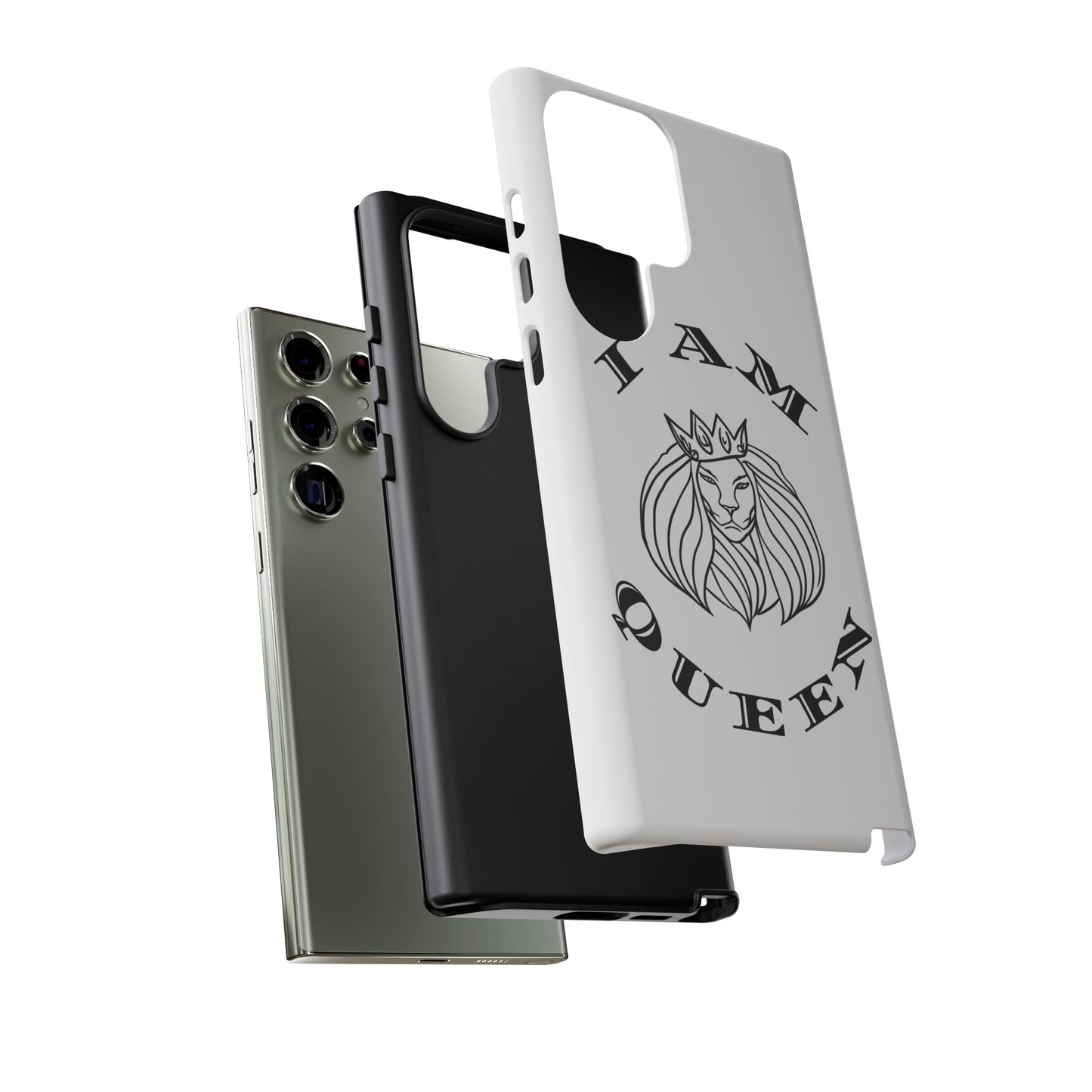 I Am Queen Tough Phone Case - Stylish Protection with Lion Design, I Am King, I Am Queen, leadership, ruling, family, uplifting, kindness, King, Queen, Love, Lion.