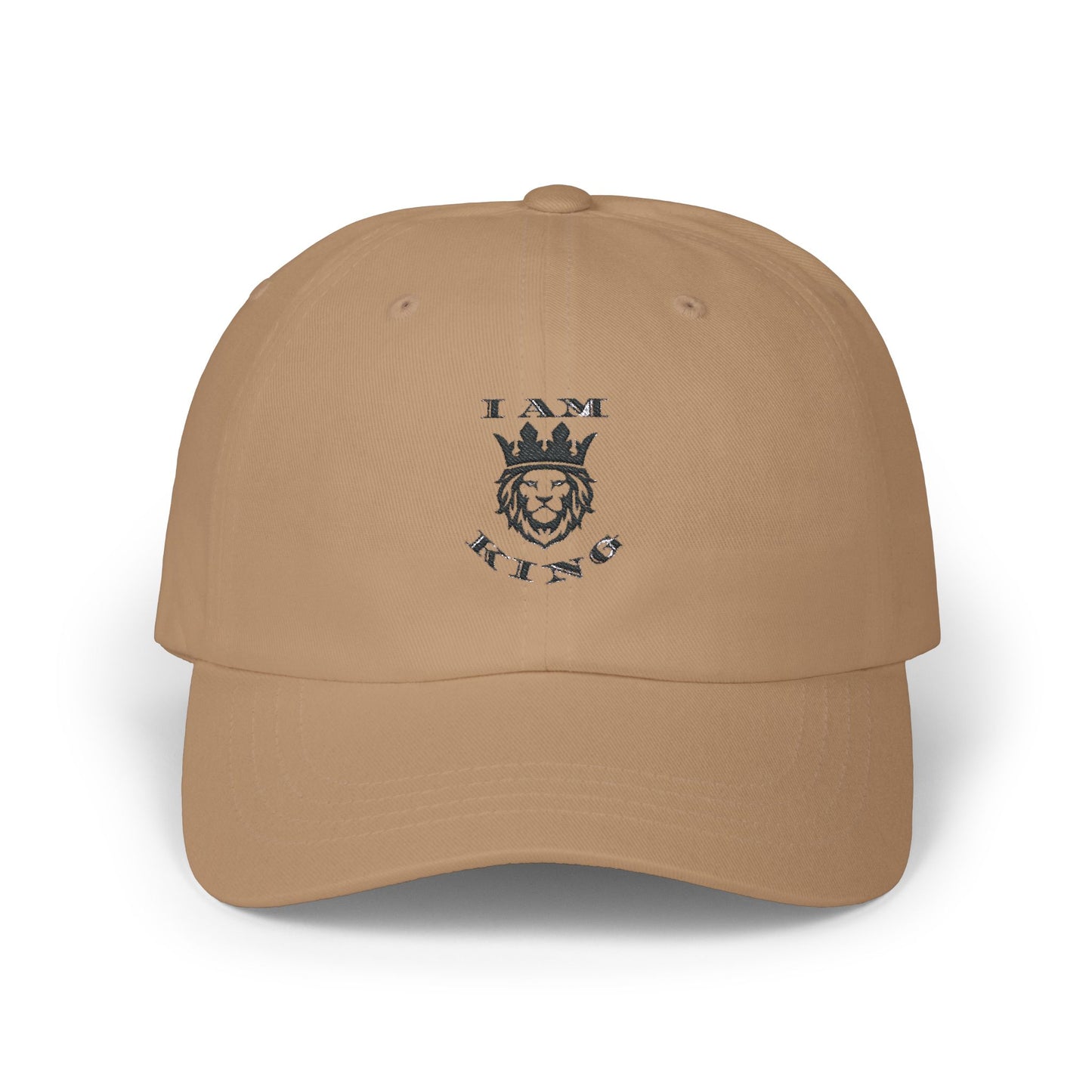 I AM KING Classic Dad Cap - Stylish Adjustable Hat for Confident Dads, I Am King, I Am Queen, leadership, ruling, family, uplifting, kindness, King, Queen, Love, Lion.