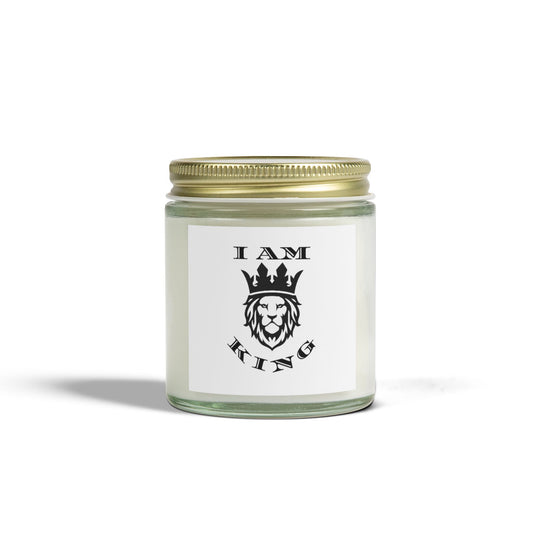 I AM KING Scented Candle - Coconut Apricot Wax (4oz, 9oz) - Inspirational Home Decor, I Am King, I Am Queen, leadership, ruling, family, uplifting, kindness, King, Queen, Love, Lion.