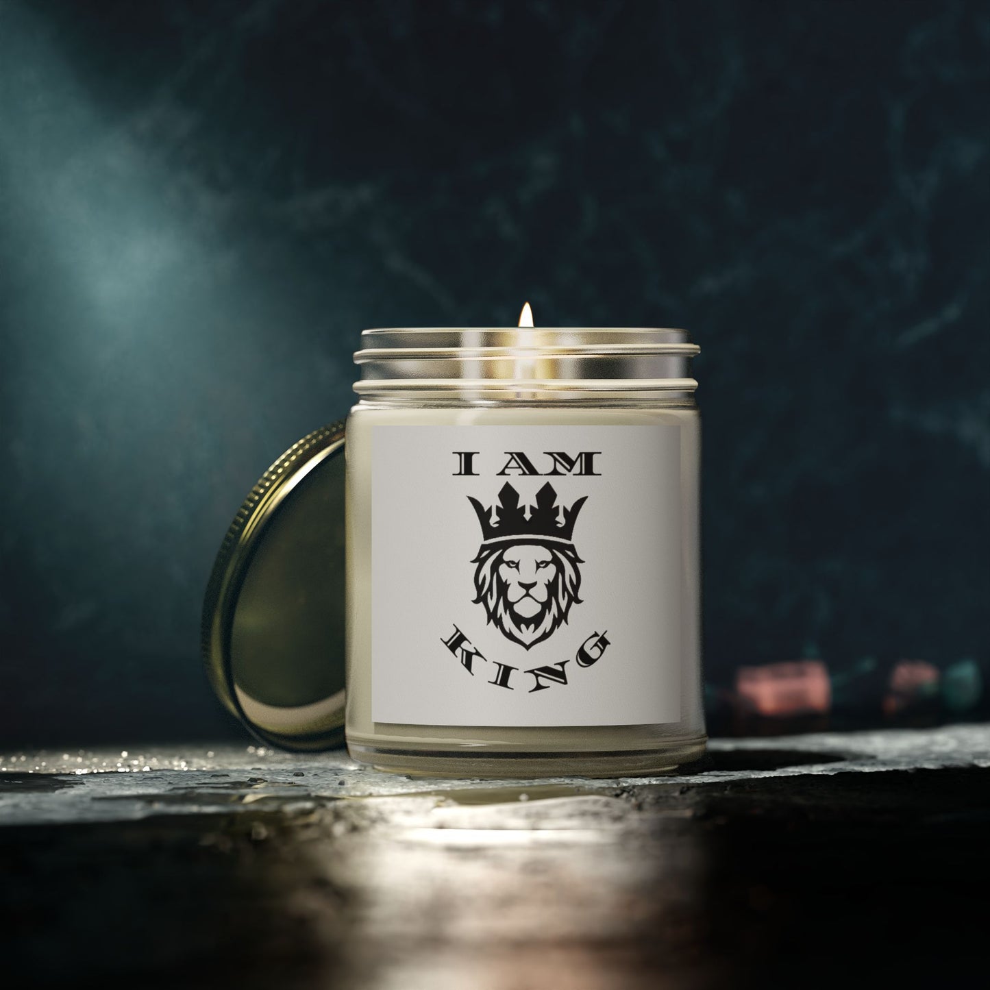 I AM KING Scented Candle - Coconut Apricot Wax (4oz, 9oz) - Inspirational Home Decor, I Am King, I Am Queen, leadership, ruling, family, uplifting, kindness, King, Queen, Love, Lion.