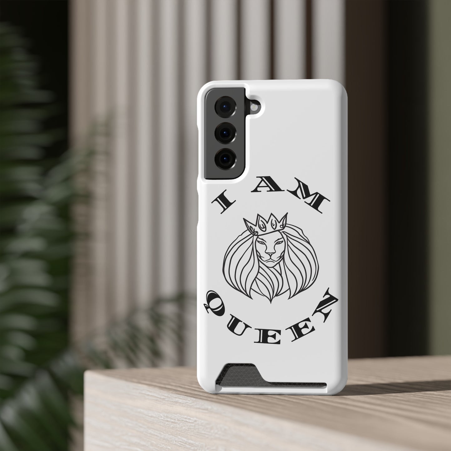 Queen Lion Phone Case with Card Holder - Stylish & Functional