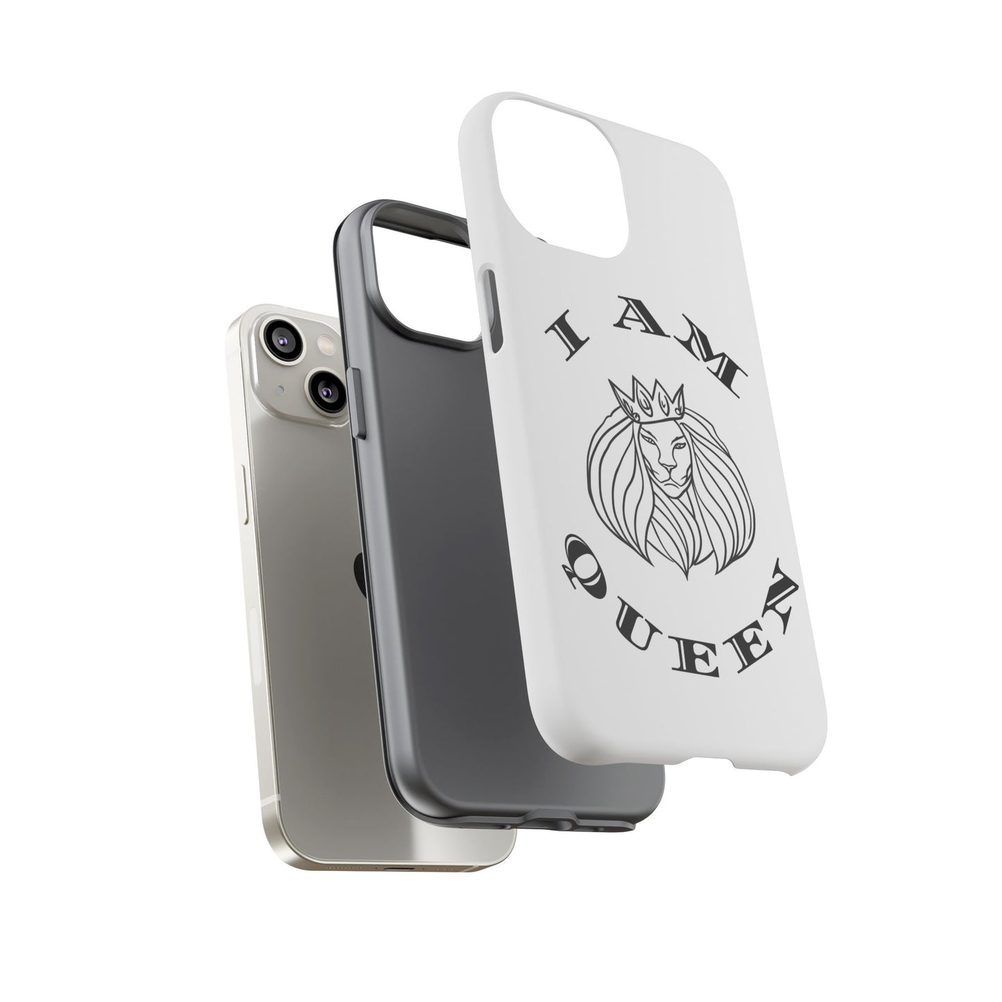 I Am Queen Tough Phone Case - Stylish Protection with Lion Design, I Am King, I Am Queen, leadership, ruling, family, uplifting, kindness, King, Queen, Love, Lion.