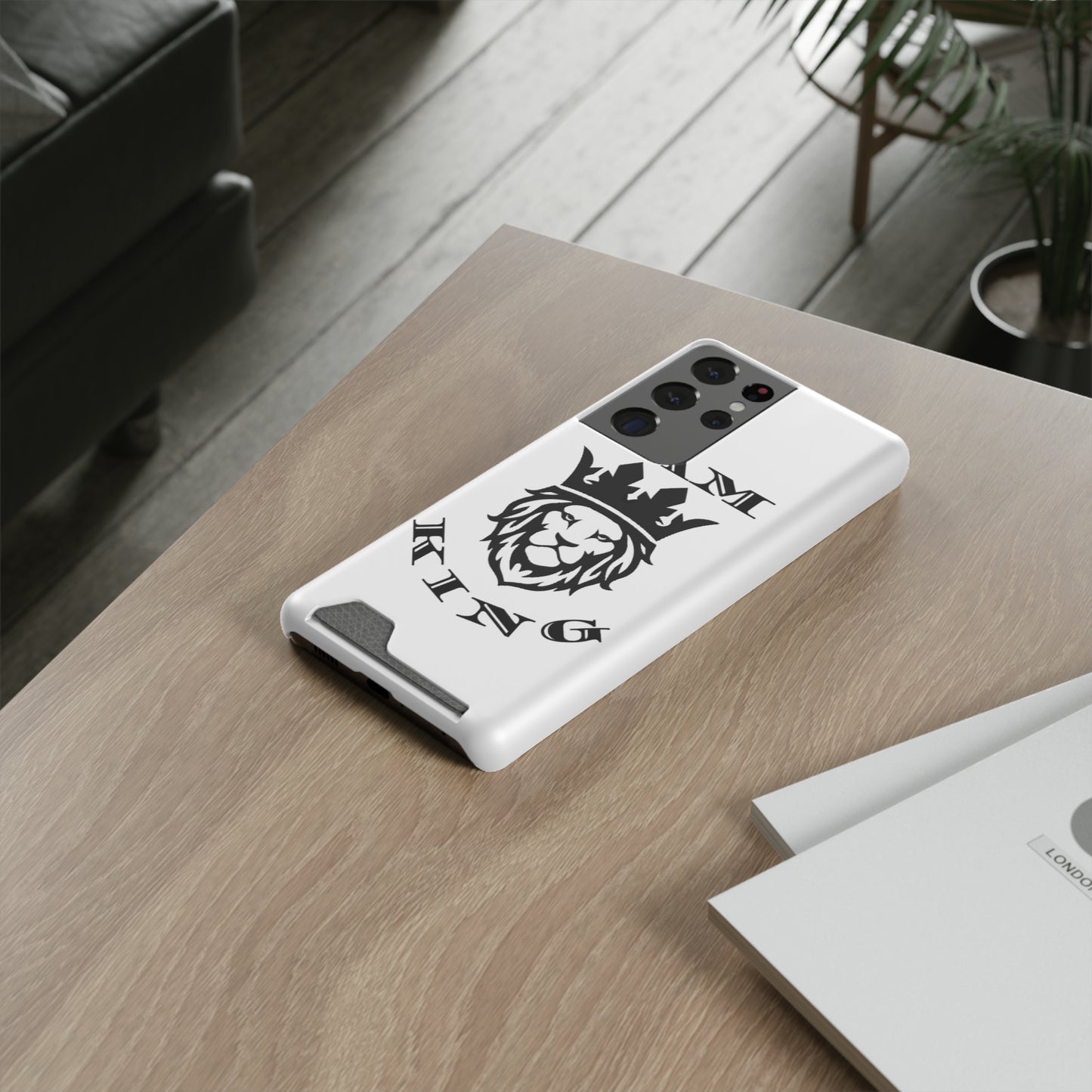 King Crown Phone Case with Card Holder - Stylish Protection for Royalty
