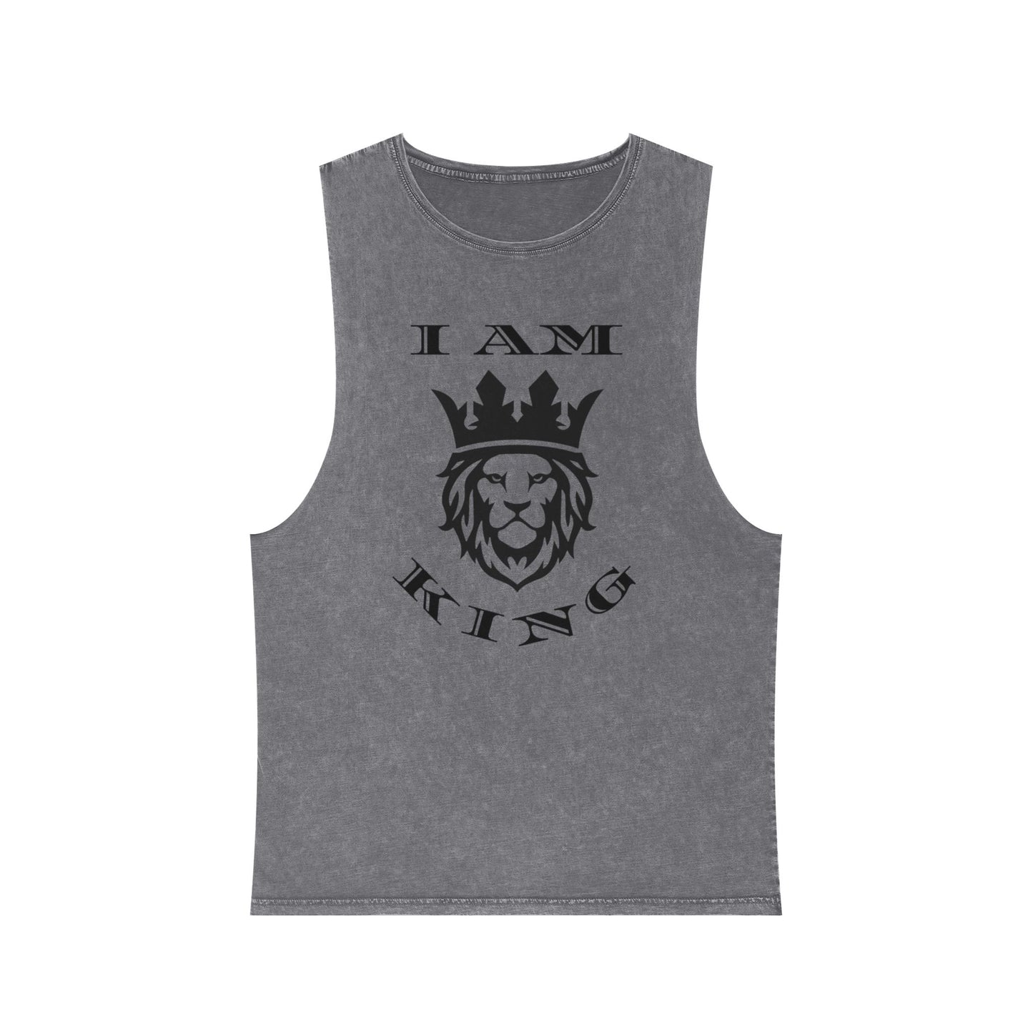 Unisex Stonewash Tank Top, I Am King, I Am Queen, leadership, ruling, family, uplifting, kindness, King, Queen, Love, Lion