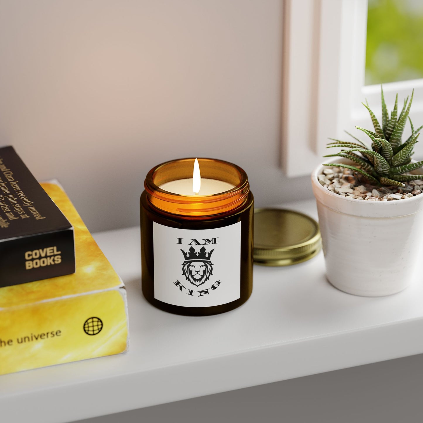 I AM KING Scented Candle - Coconut Apricot Wax (4oz, 9oz) - Inspirational Home Decor, I Am King, I Am Queen, leadership, ruling, family, uplifting, kindness, King, Queen, Love, Lion.