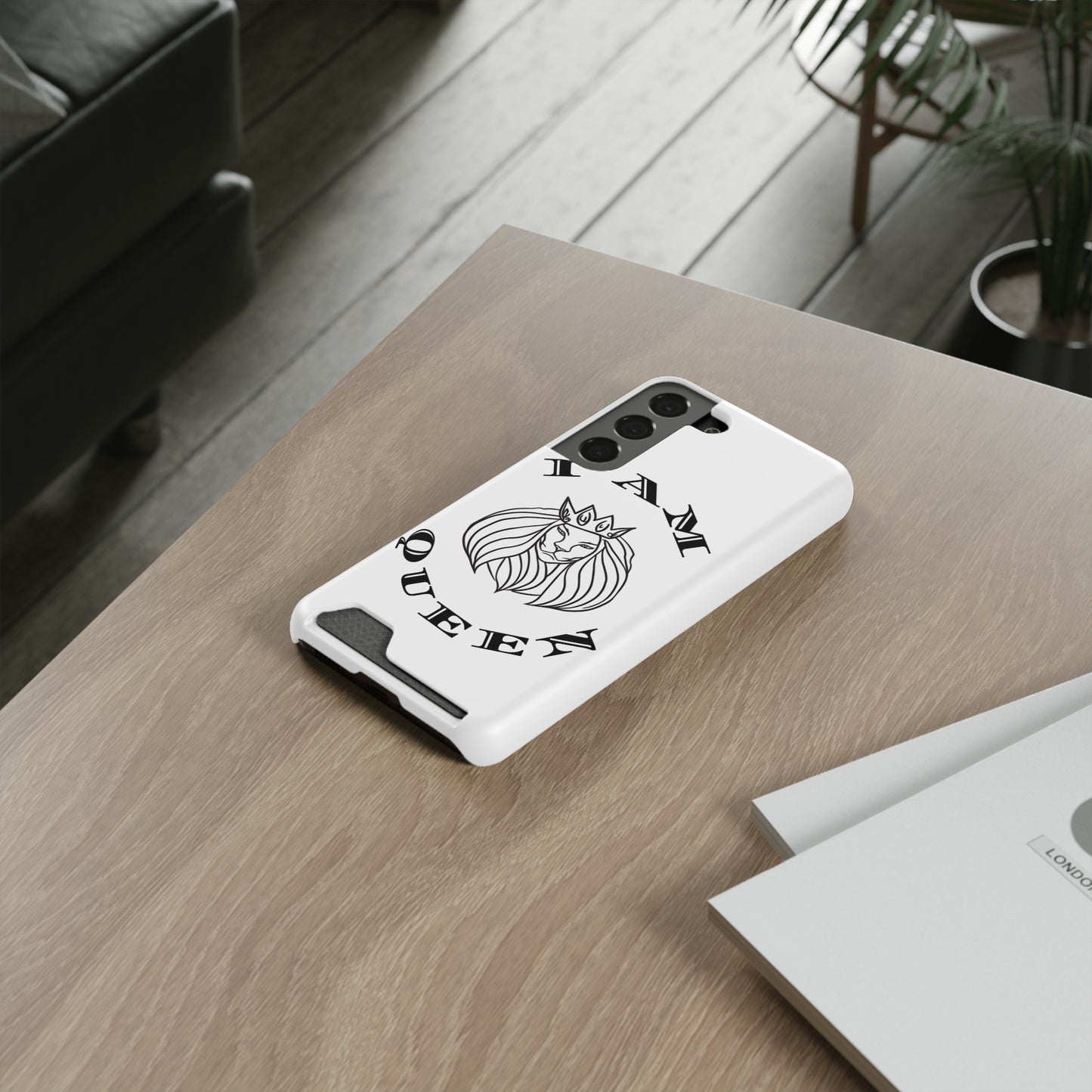 Queen Lion Phone Case with Card Holder - Stylish & Functional