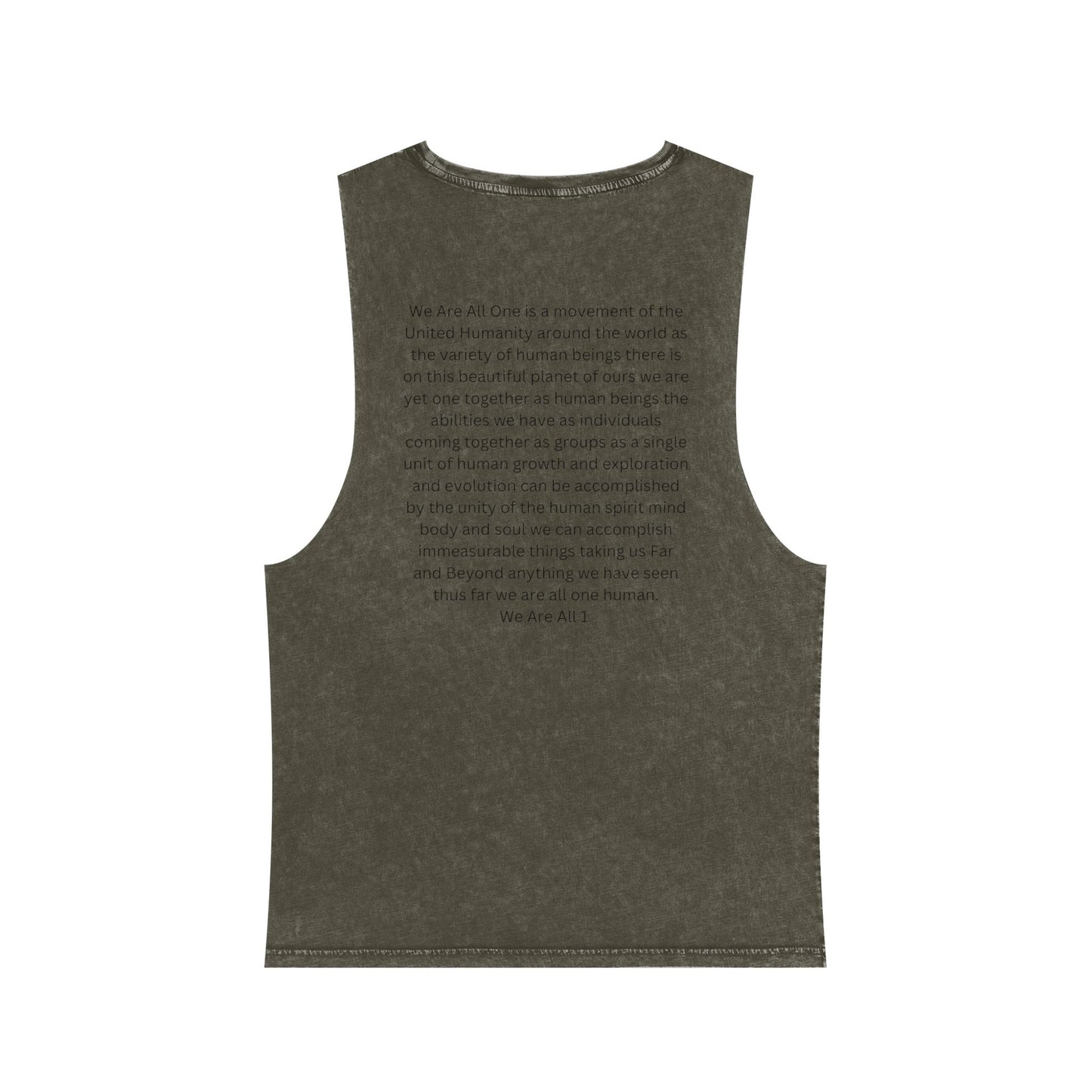 Unisex Stonewash Tank Top, We Are All One, Humanity, elevation, unity, human, love, humankind, one love, growth, positive transformation,