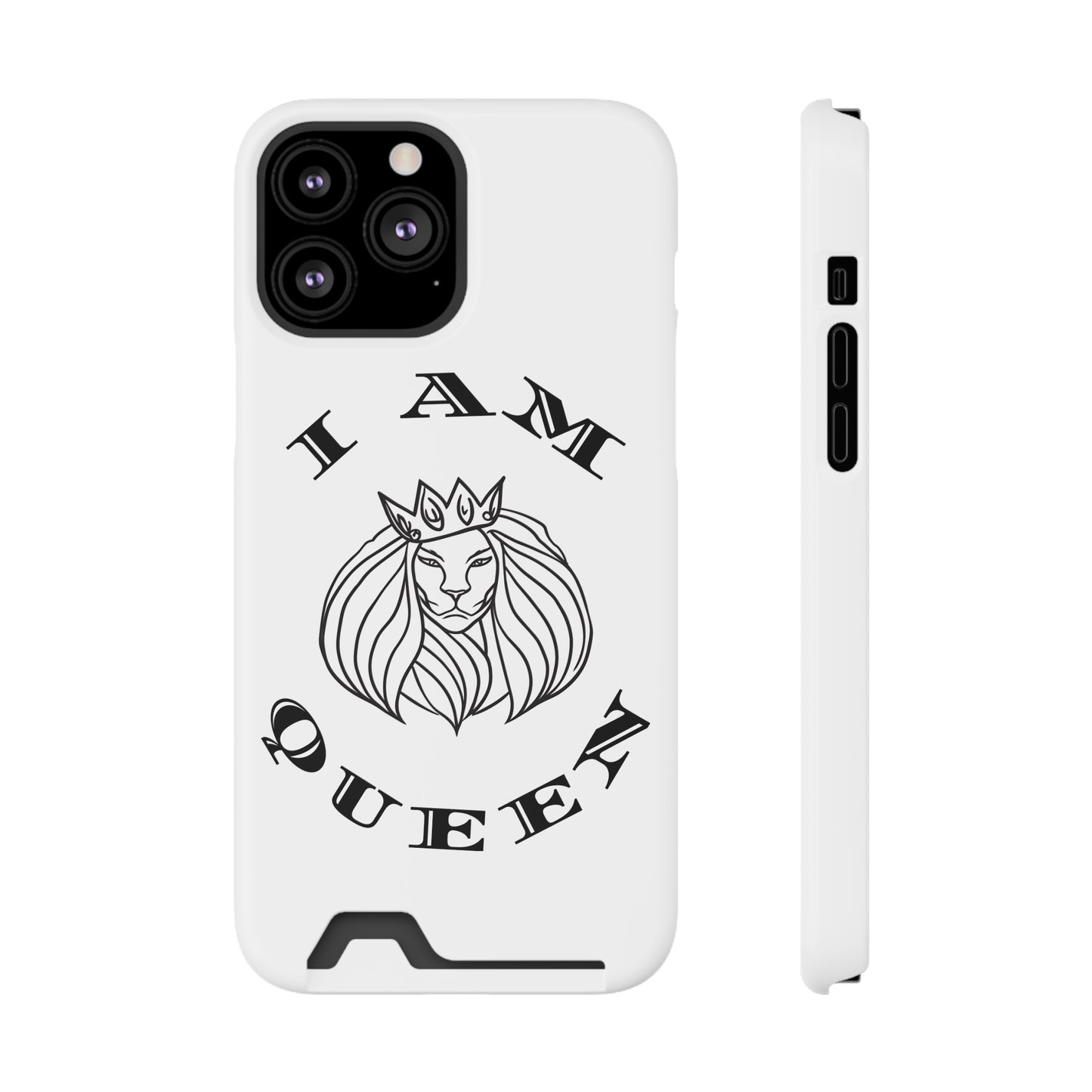 Queen Lion Phone Case with Card Holder - Stylish & Functional