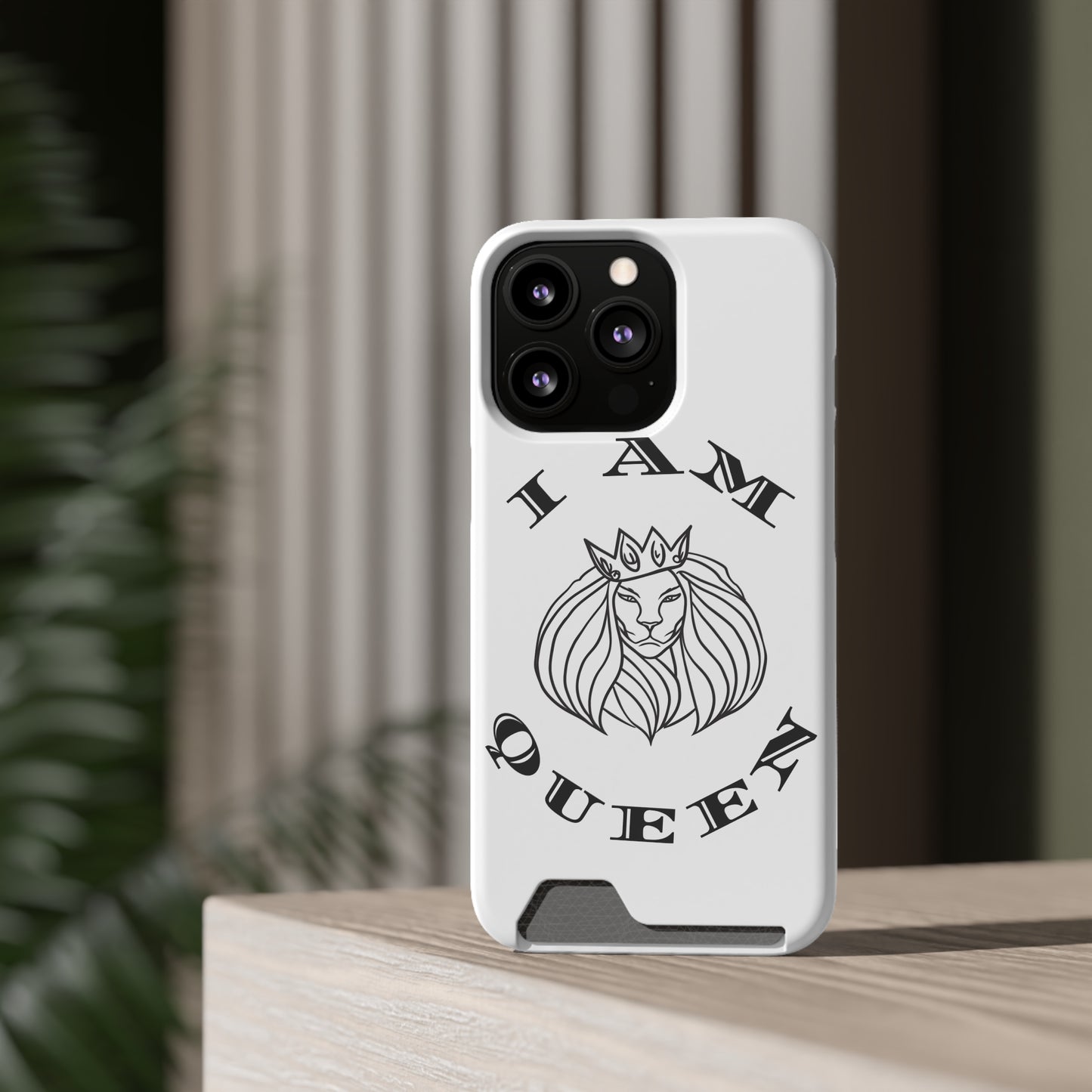 Queen Lion Phone Case with Card Holder - Stylish & Functional