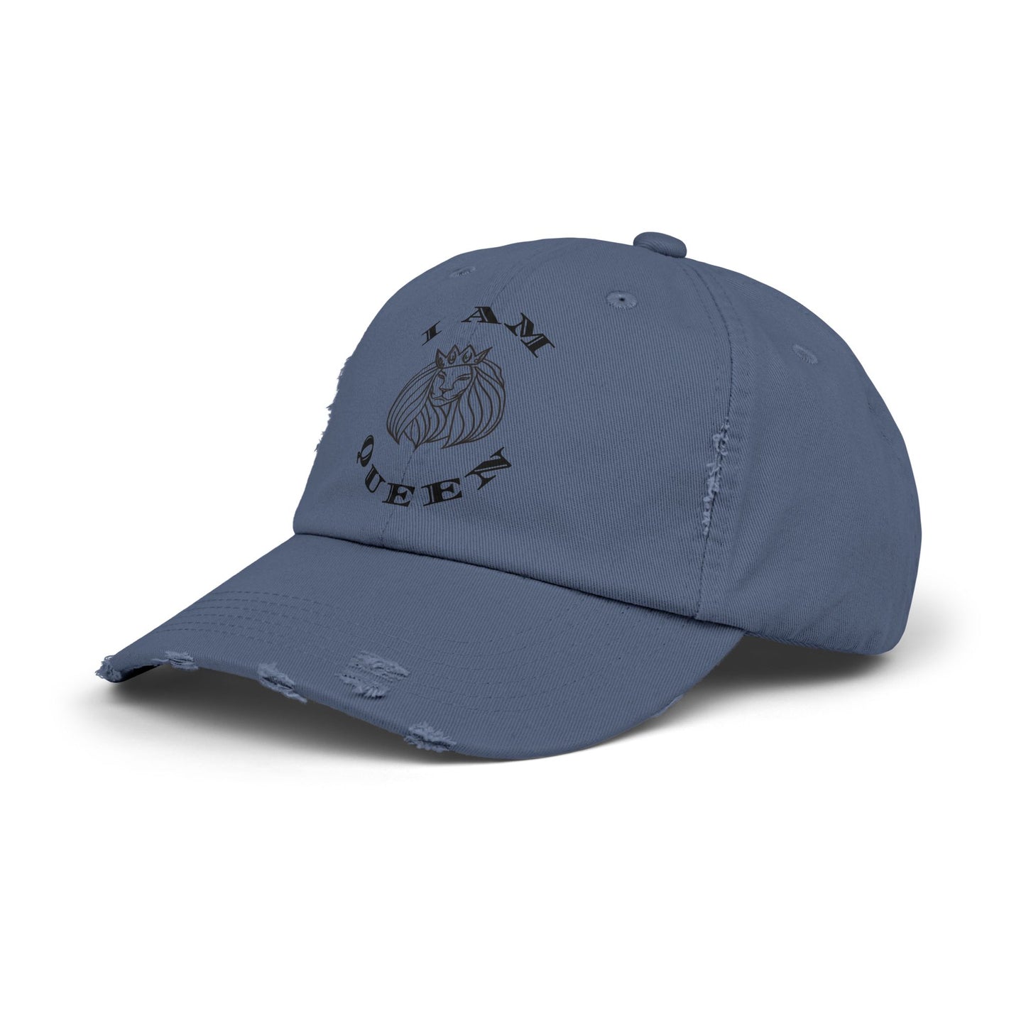 I Am Queen Unisex Distressed Cap - Pink Lion Graphic Hat, I Am King, I Am Queen, leadership, ruling, family, uplifting, kindness, King, Queen, Love, Lion.