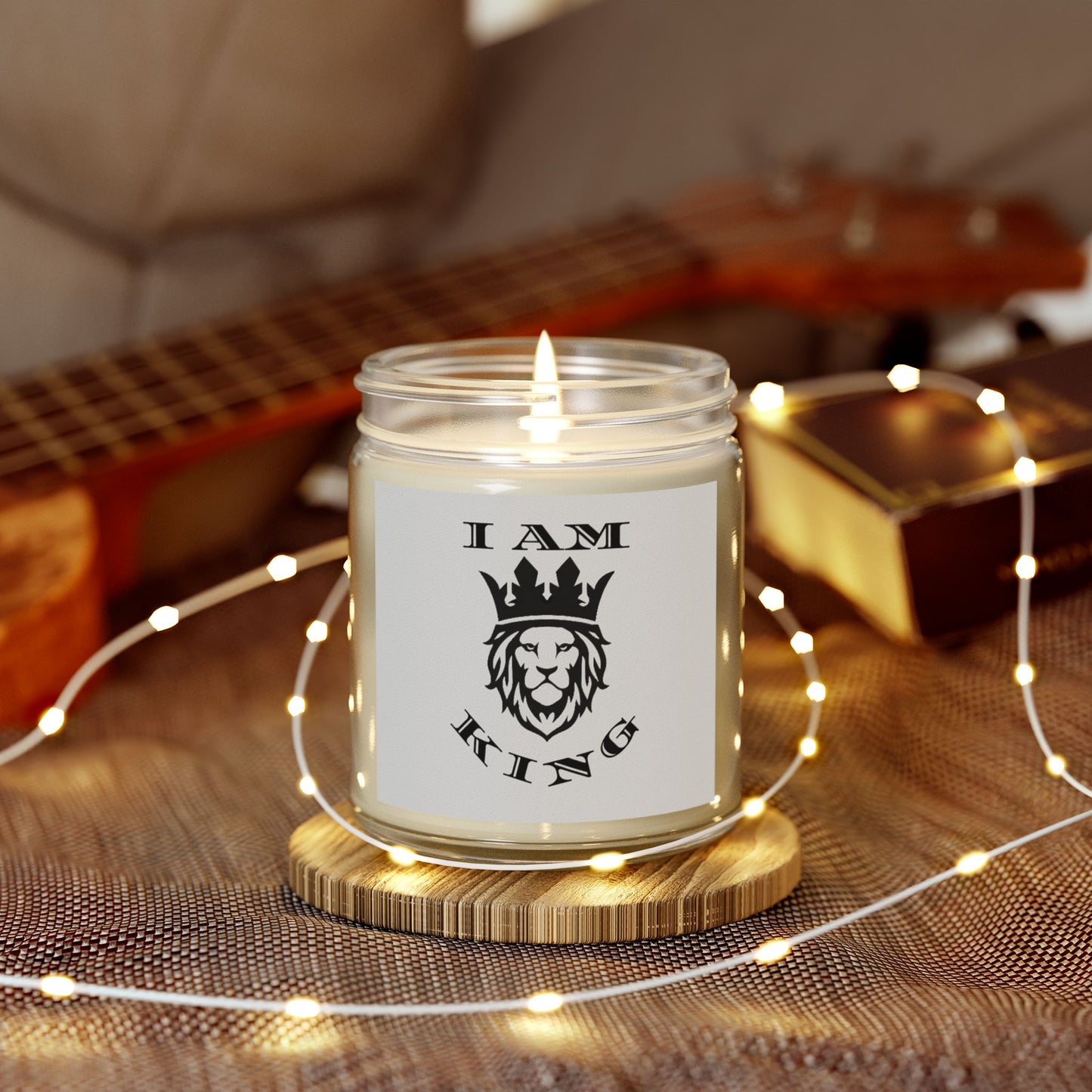 I AM KING Scented Candle - Coconut Apricot Wax (4oz, 9oz) - Inspirational Home Decor, I Am King, I Am Queen, leadership, ruling, family, uplifting, kindness, King, Queen, Love, Lion.