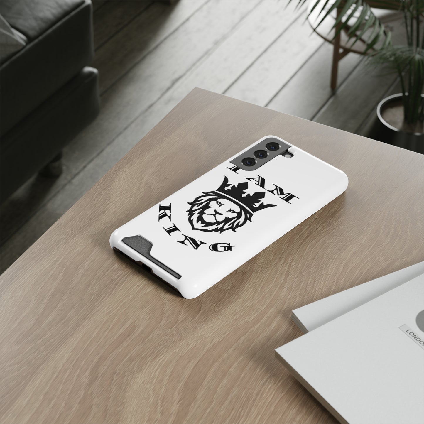 King Crown Phone Case with Card Holder - Stylish Protection for Royalty