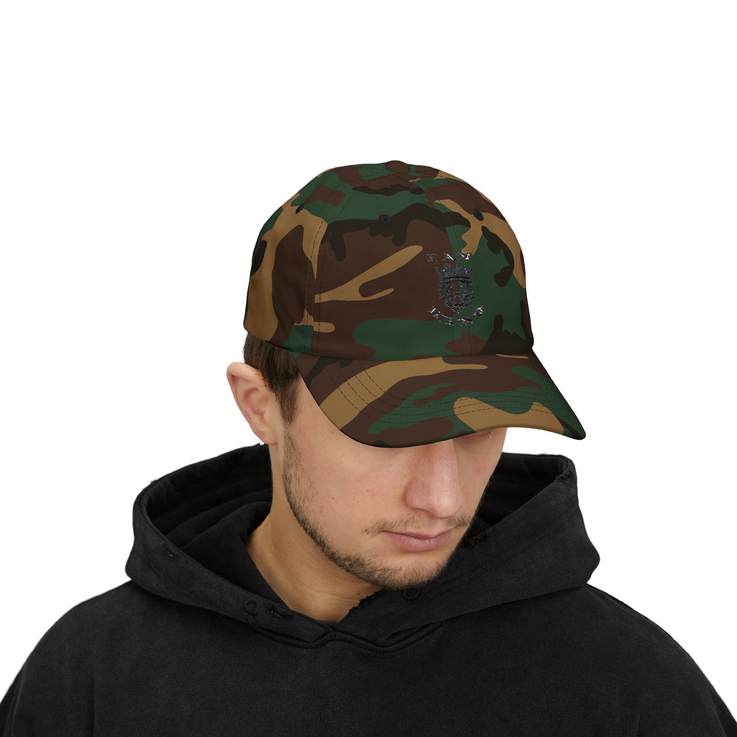 I AM KING Classic Dad Cap - Stylish Adjustable Hat for Confident Dads, I Am King, I Am Queen, leadership, ruling, family, uplifting, kindness, King, Queen, Love, Lion.