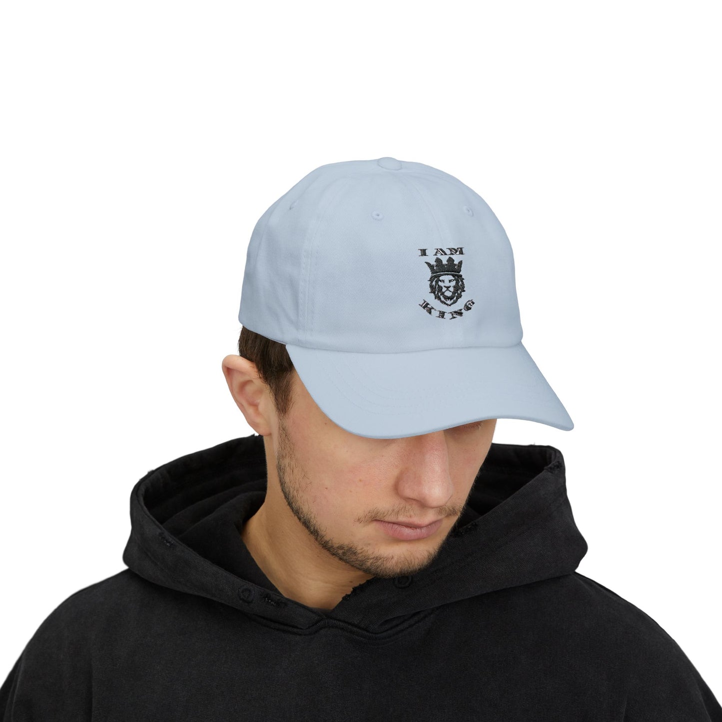 I AM KING Classic Dad Cap - Stylish Adjustable Hat for Confident Dads, I Am King, I Am Queen, leadership, ruling, family, uplifting, kindness, King, Queen, Love, Lion.
