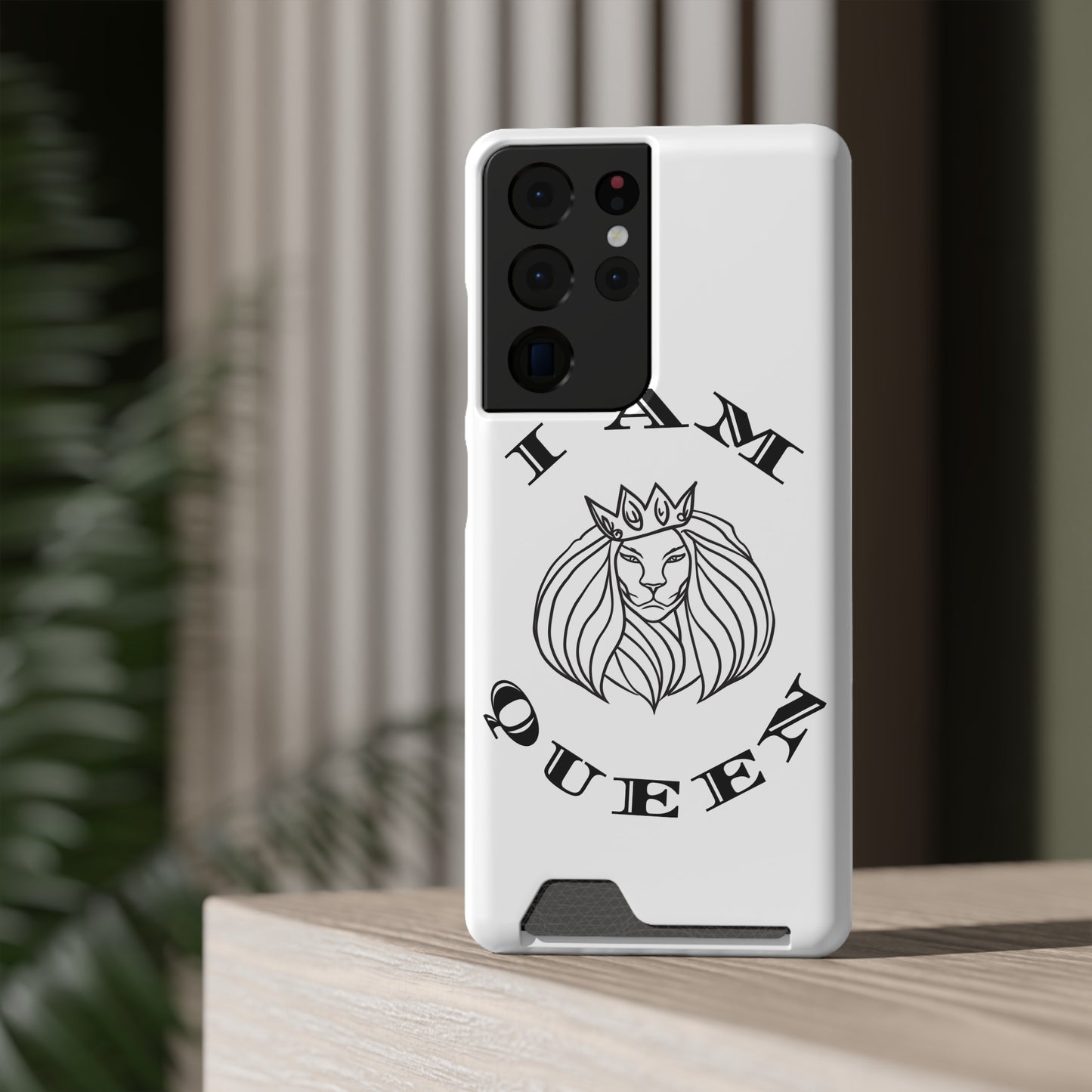 Queen Lion Phone Case with Card Holder - Stylish & Functional
