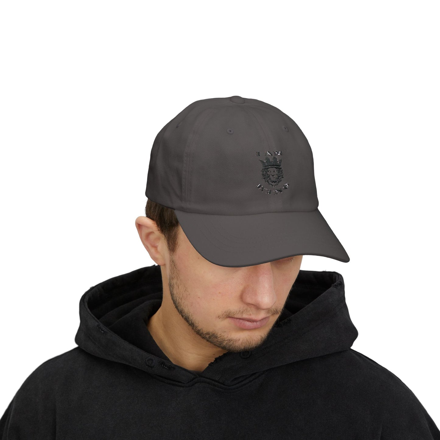 I AM KING Classic Dad Cap - Stylish Adjustable Hat for Confident Dads, I Am King, I Am Queen, leadership, ruling, family, uplifting, kindness, King, Queen, Love, Lion.