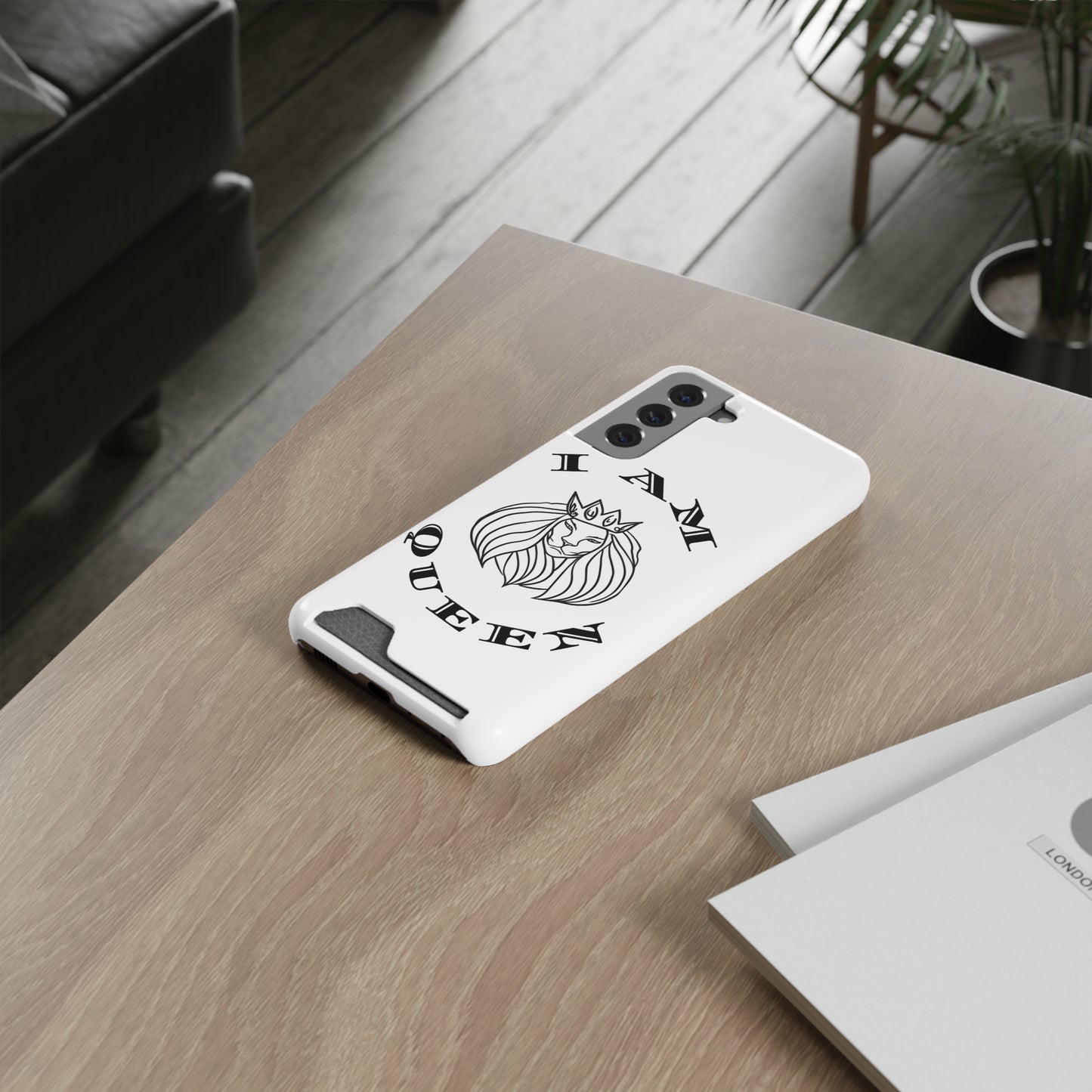 Queen Lion Phone Case with Card Holder - Stylish & Functional