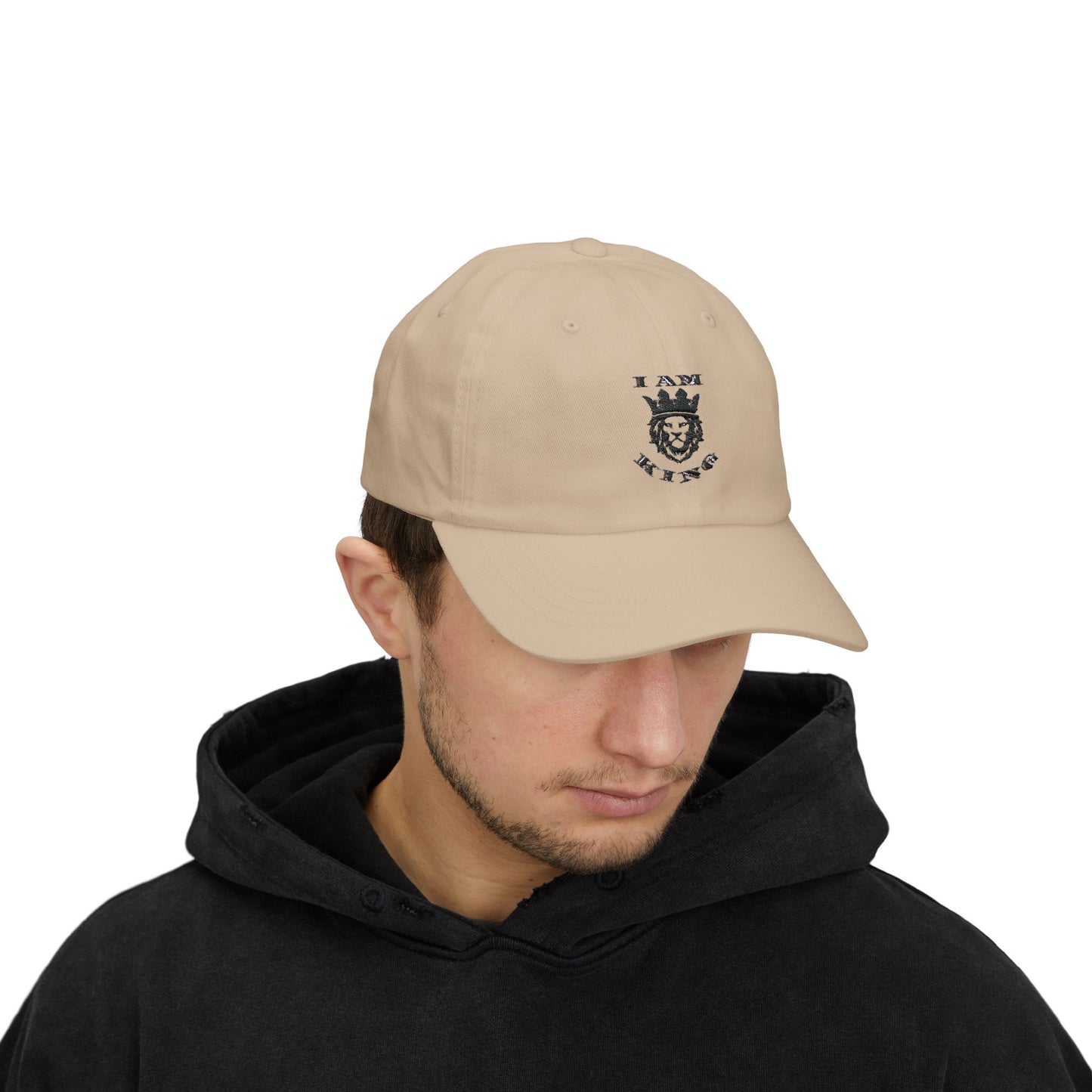 I AM KING Classic Dad Cap - Stylish Adjustable Hat for Confident Dads, I Am King, I Am Queen, leadership, ruling, family, uplifting, kindness, King, Queen, Love, Lion.