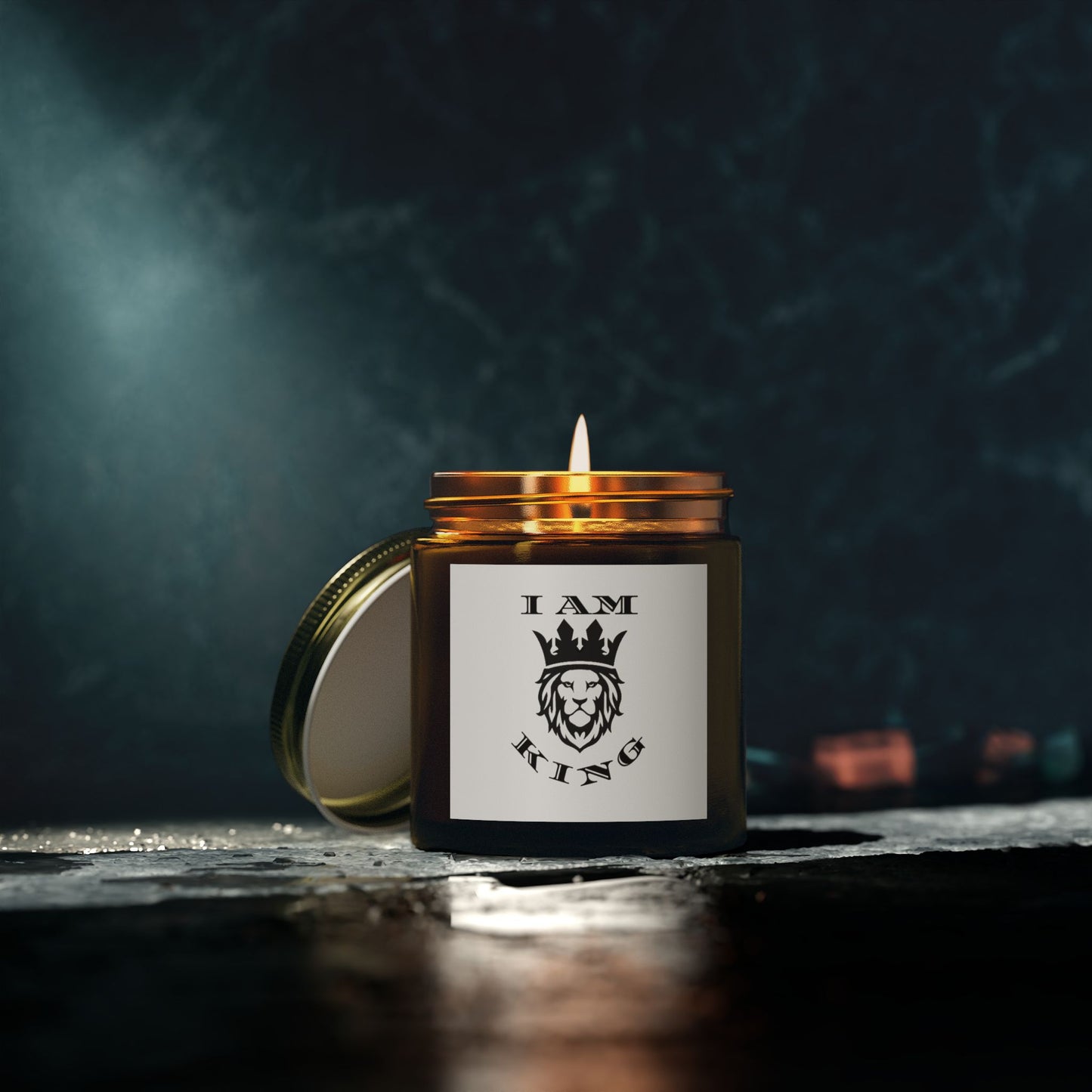 I AM KING Scented Candle - Coconut Apricot Wax (4oz, 9oz) - Inspirational Home Decor, I Am King, I Am Queen, leadership, ruling, family, uplifting, kindness, King, Queen, Love, Lion.